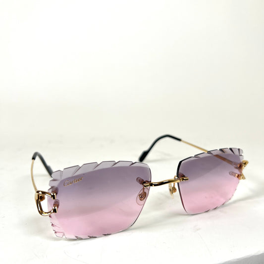 Cartier Pink C Decor Diamond Cut Glasses