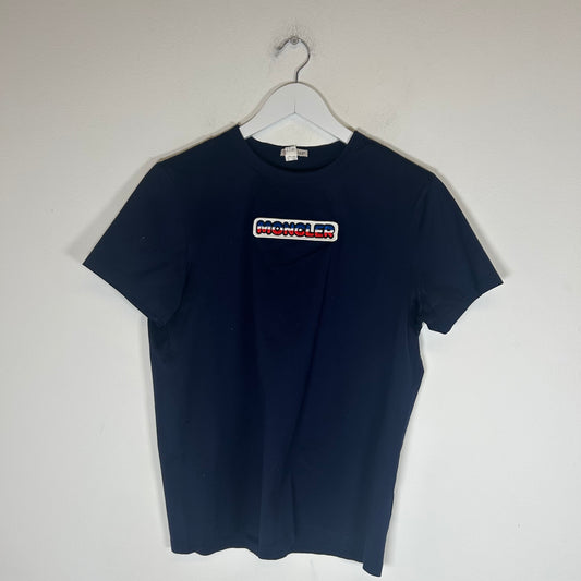 Moncler Navy Embroidered Maglia Tee Size M