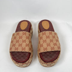 Gucci GG Canvas Platform Sandals Size 38