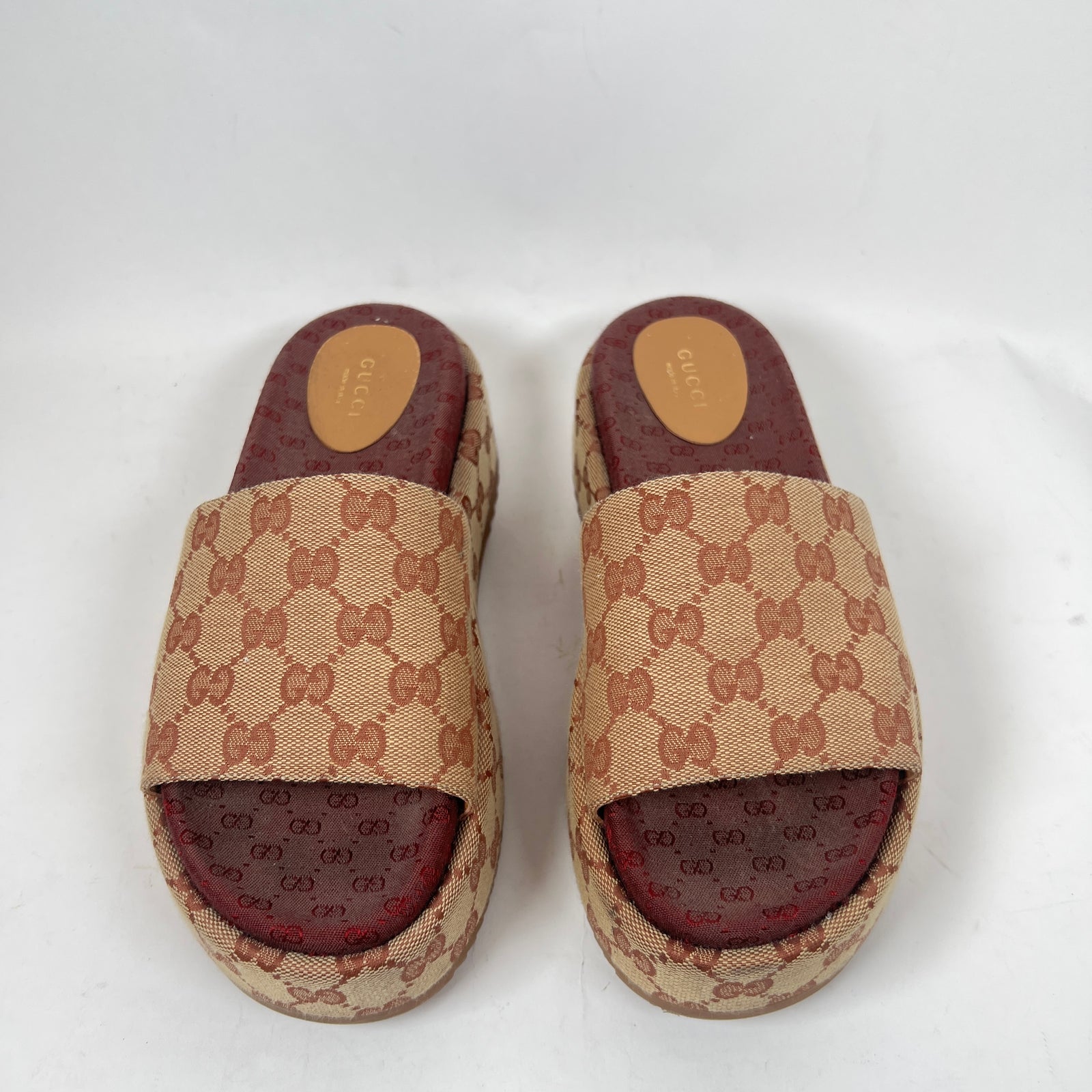 Gucci GG Canvas Platform Sandals Size 38
