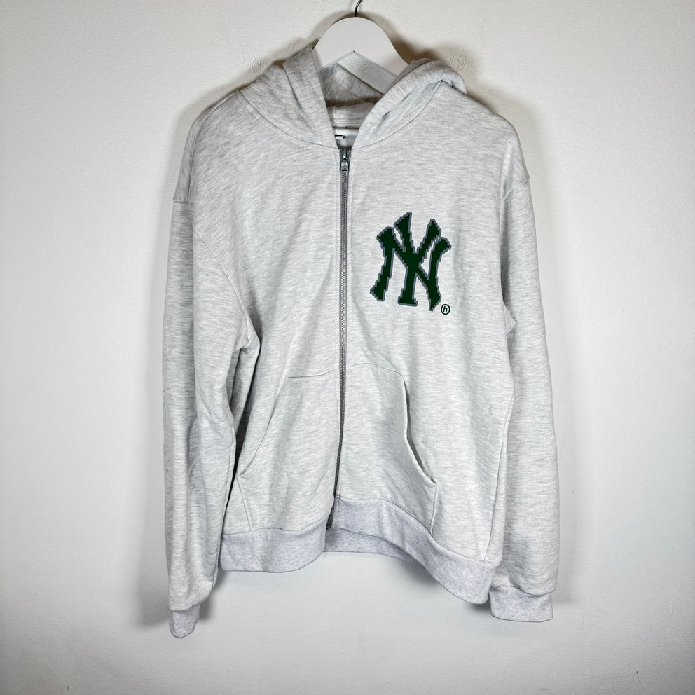 Hidden NY Heather Grey/Green Zip-Up Hoodie Size M