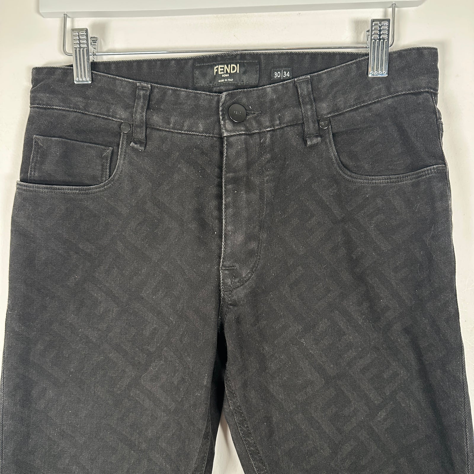 Fendi Jacquard Logo Black Jeans Size 30