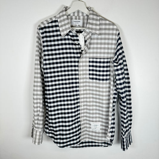 Thom Browne Grey/Navy Flannel Shirt Size 2
