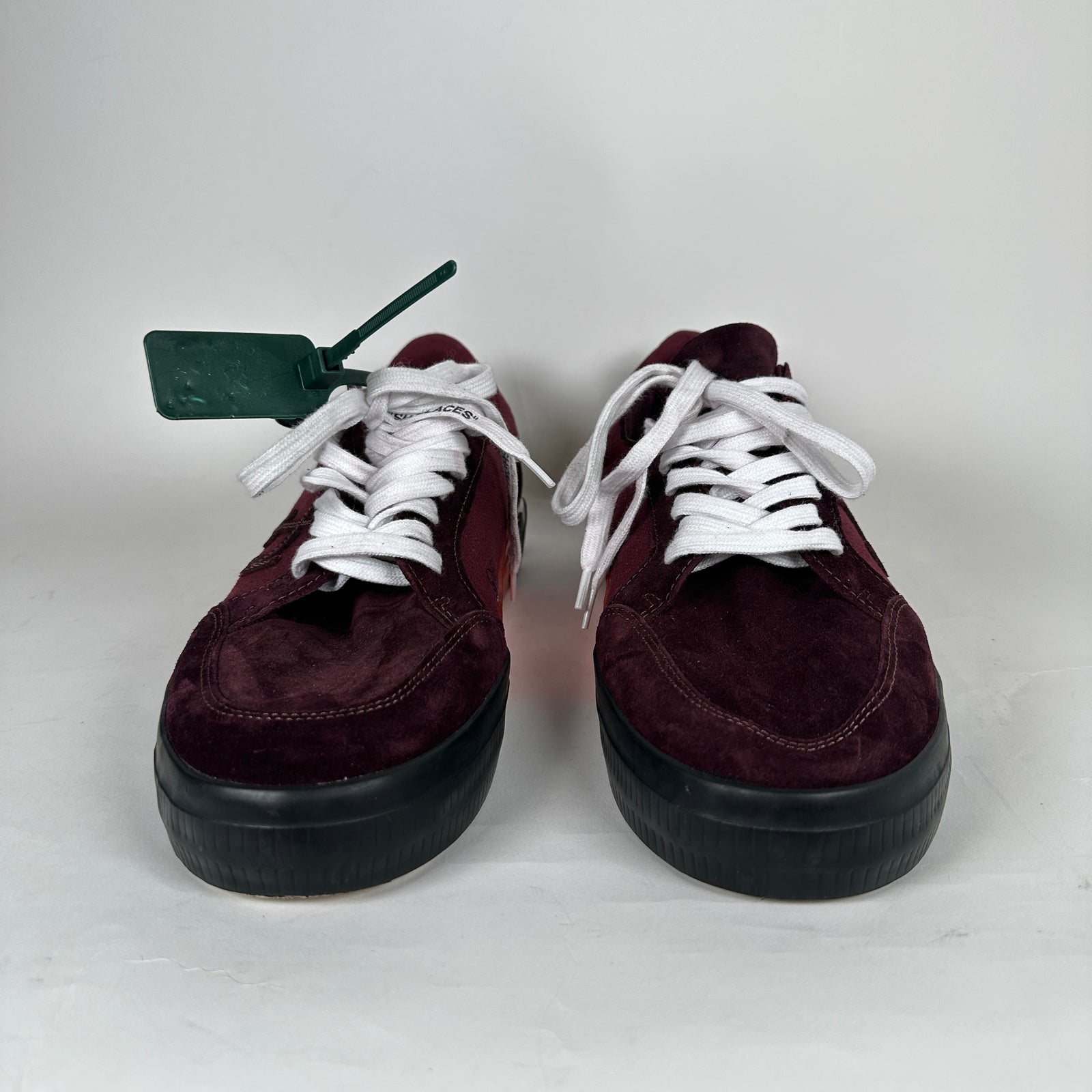 Off-White Burgundy Vulcanized Canvas Low Top Sneaker Size 45
