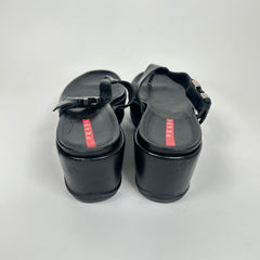 Prada Women's Black Leather Flip Flops Size 39.5