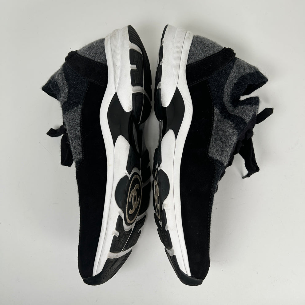 Chanel Dark Grey Knit Sock Runner Size 44