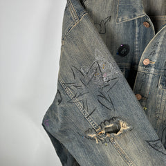 Balenciaga Denim 'Rhinestone Scribble' Jacket Size 2