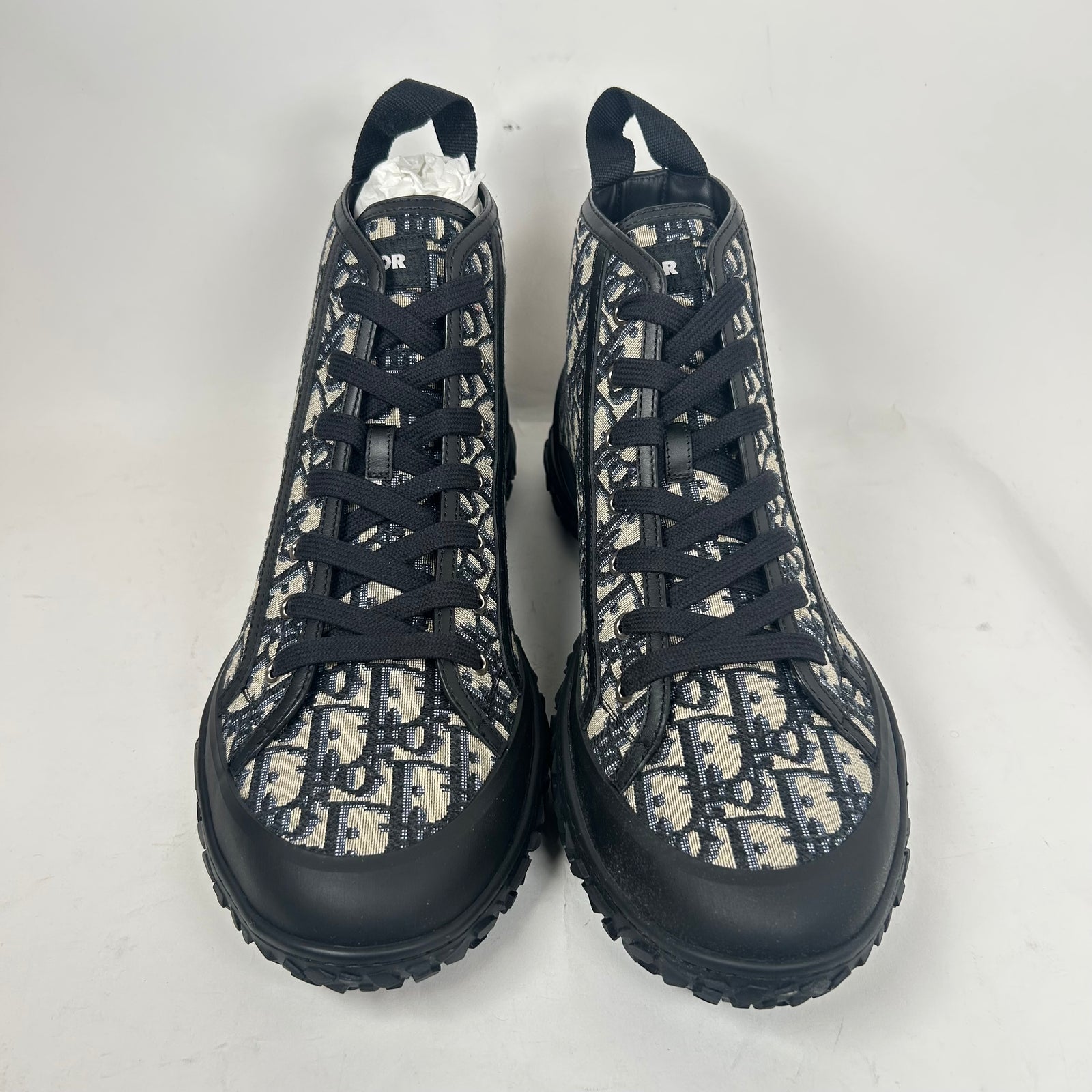 Dior B28 Beige/Black Oblique Jacquard High Top Sneaker Size 46