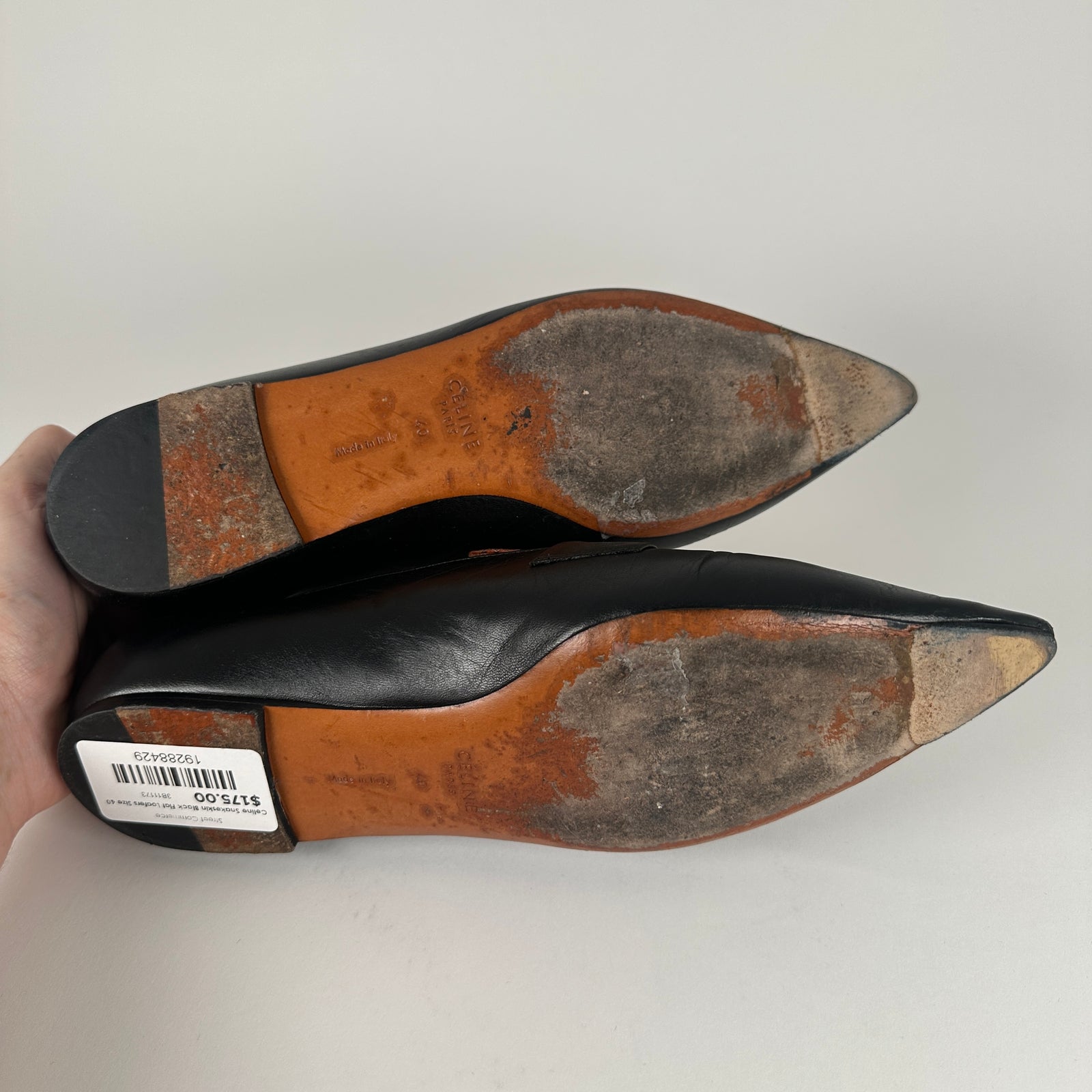 Celine Snakeskin Black Flat Loafers Size 40