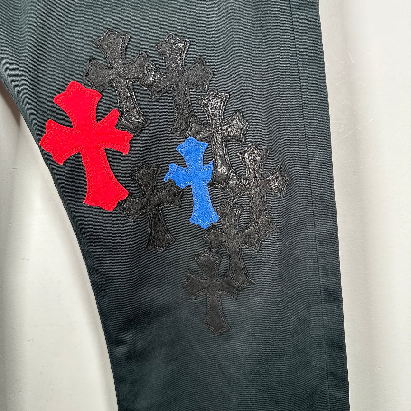 Chrome Hearts Black 'Spiderman' Cross Patch Jeans Size 31