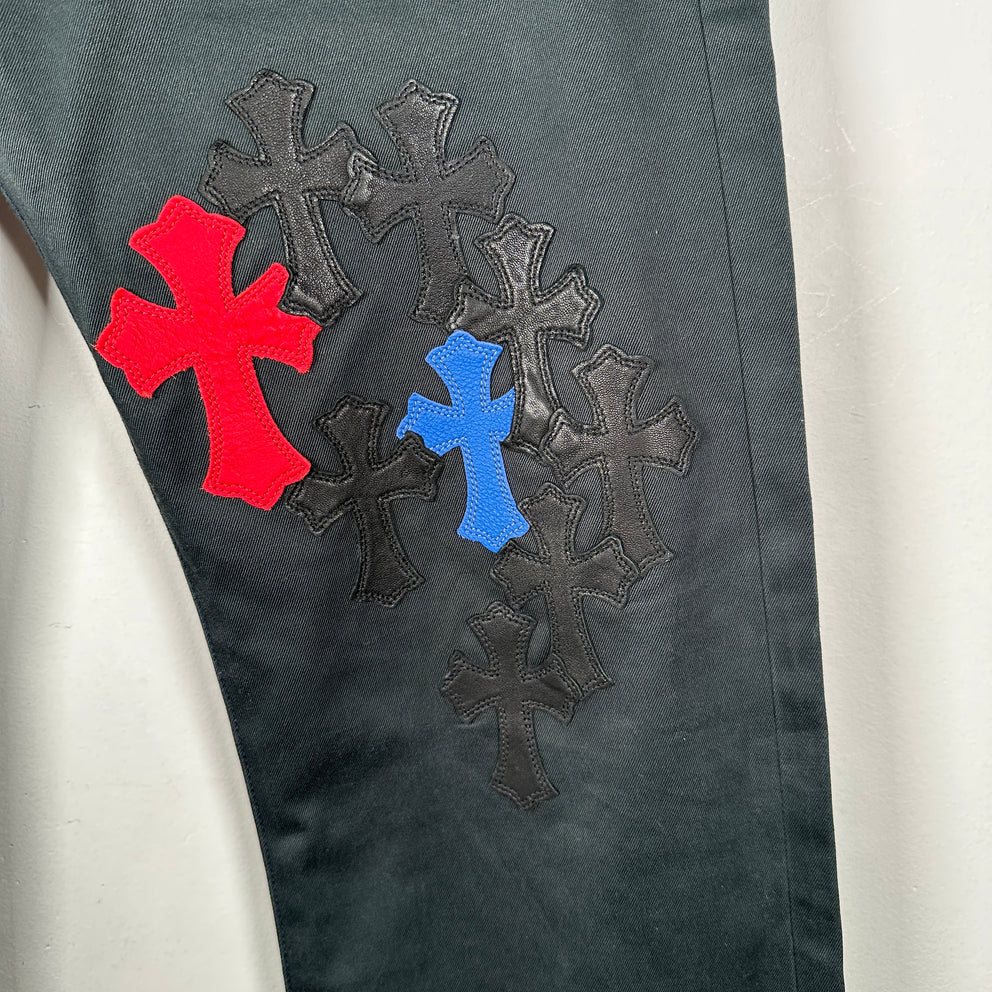 Chrome Hearts Black 'Spiderman' Cross Patch Jeans Size 31
