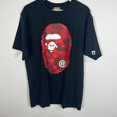 Bape Black/Red Camo Ape Head Tee Size XL