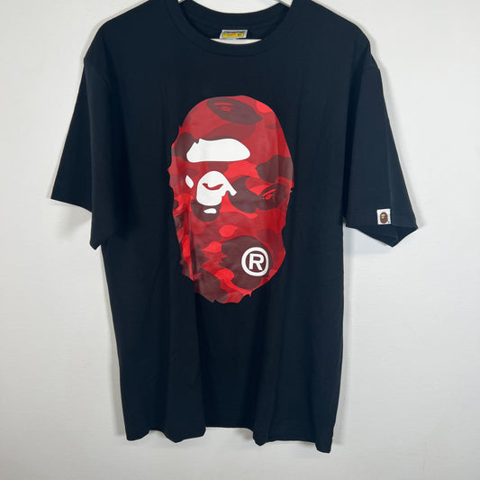 Bape Black/Red Camo Ape Head Tee Size XL