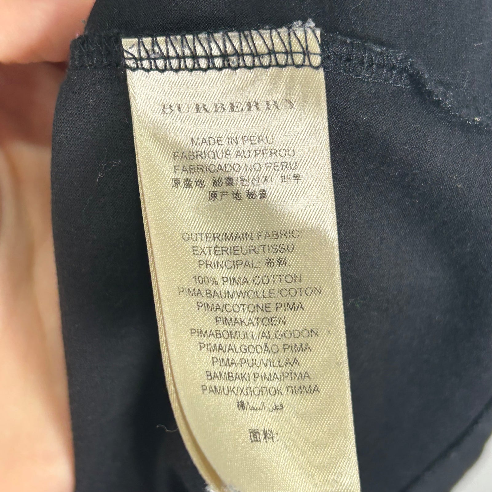 Burberry Black Plaid Shoulder T-Shirt Size XL