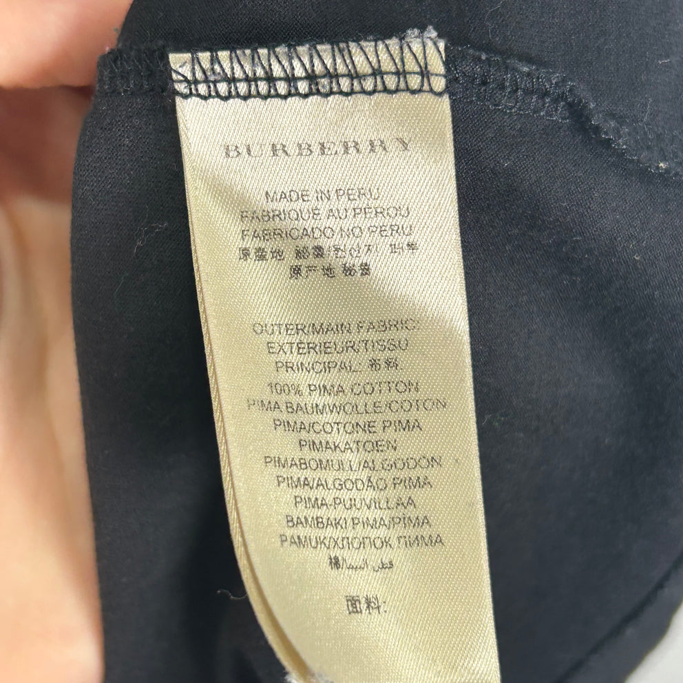 Burberry Black Plaid Shoulder T-Shirt Size XL