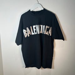 Balenciaga Duct Tape Logo Black T-Shirt Size XS