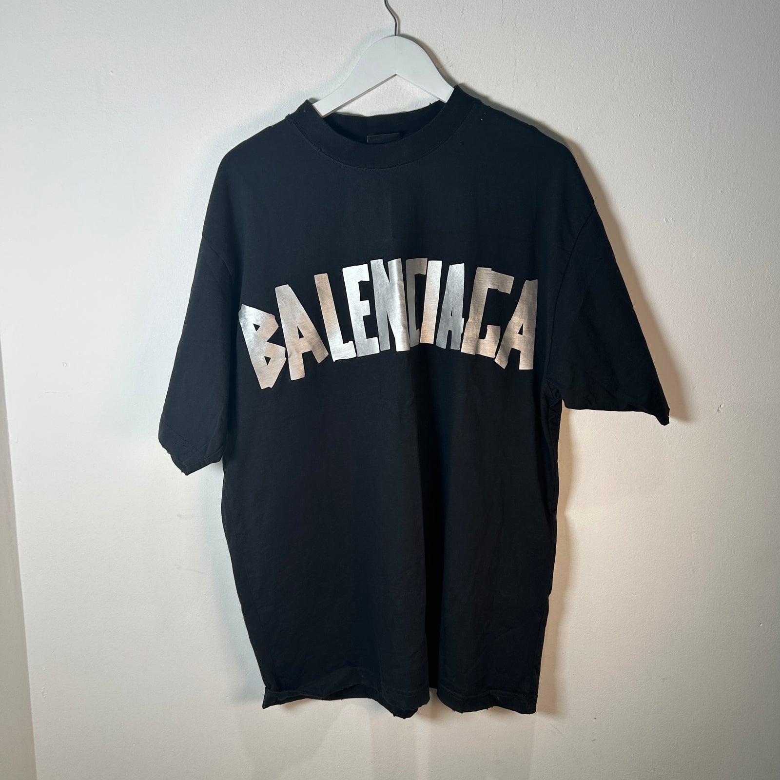 Balenciaga Duct Tape Logo Black T-Shirt Size XS