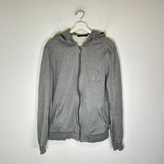 Louis Vuitton Grey Vintage LV Monogram Zip-Up Hoodie Size L