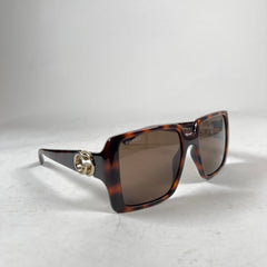 Gucci Tortoise Brown Double G Square Sunglasses