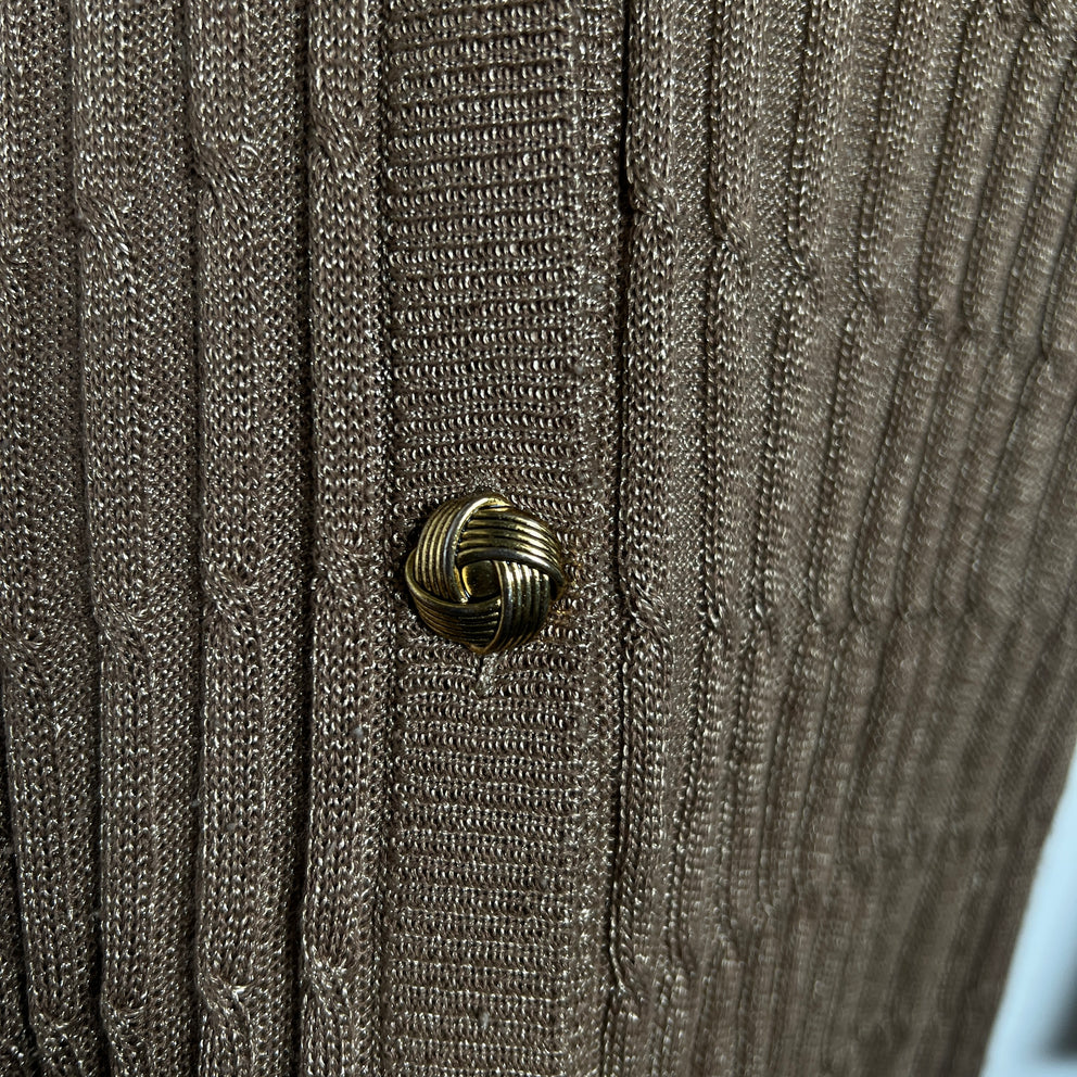 Saint Laurent Faux Fur Cable-Knit Cardigan Dress