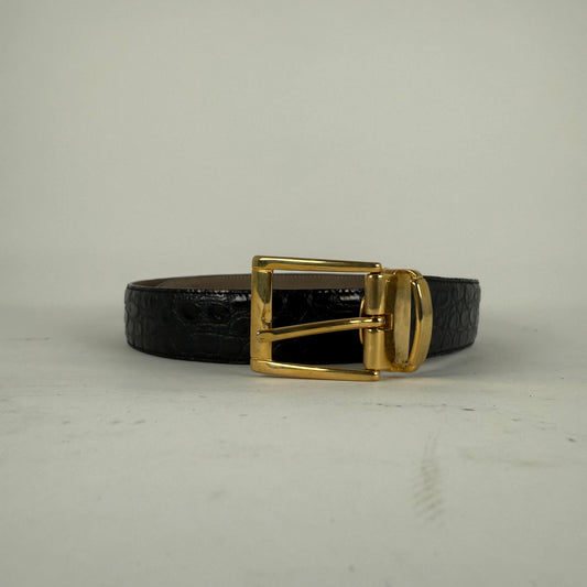 Valentino Embossed Croc Black Belt Size 30