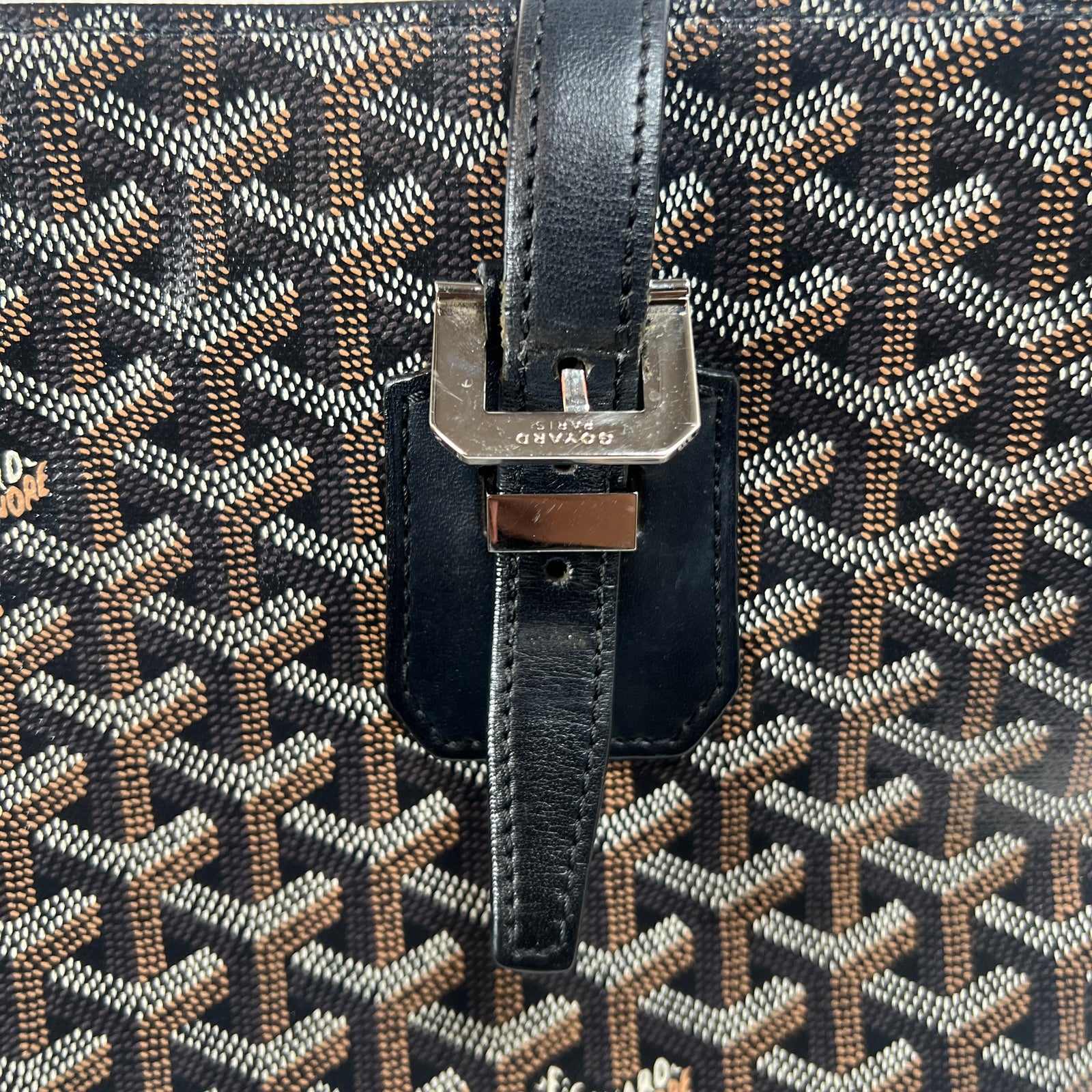 Goyard Black Goyardine Marie Galante MM Tote Bag