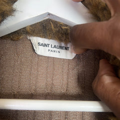 Saint Laurent Faux Fur Cable-Knit Cardigan Dress