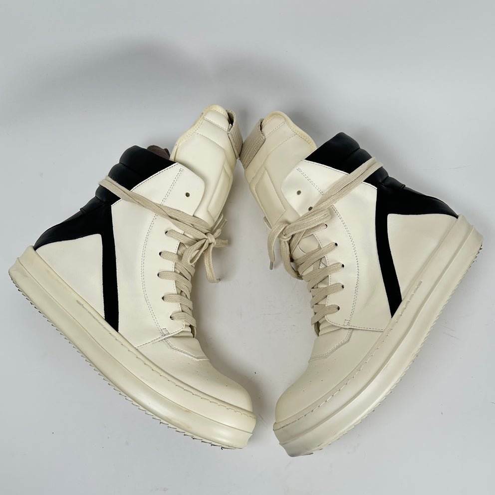 Rick Owens Milk/Black Geobaskets Size 43