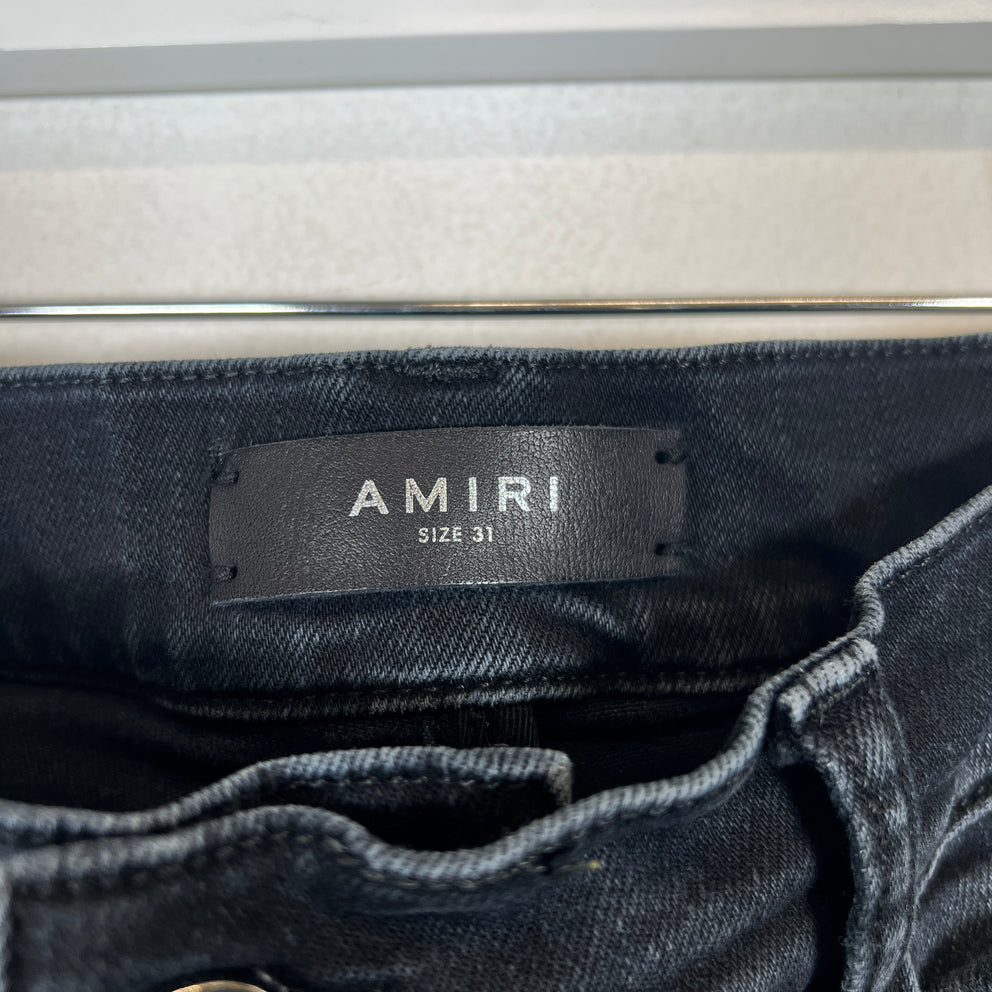 Amiri Black Distressed Applique Logo Jeans Size 31