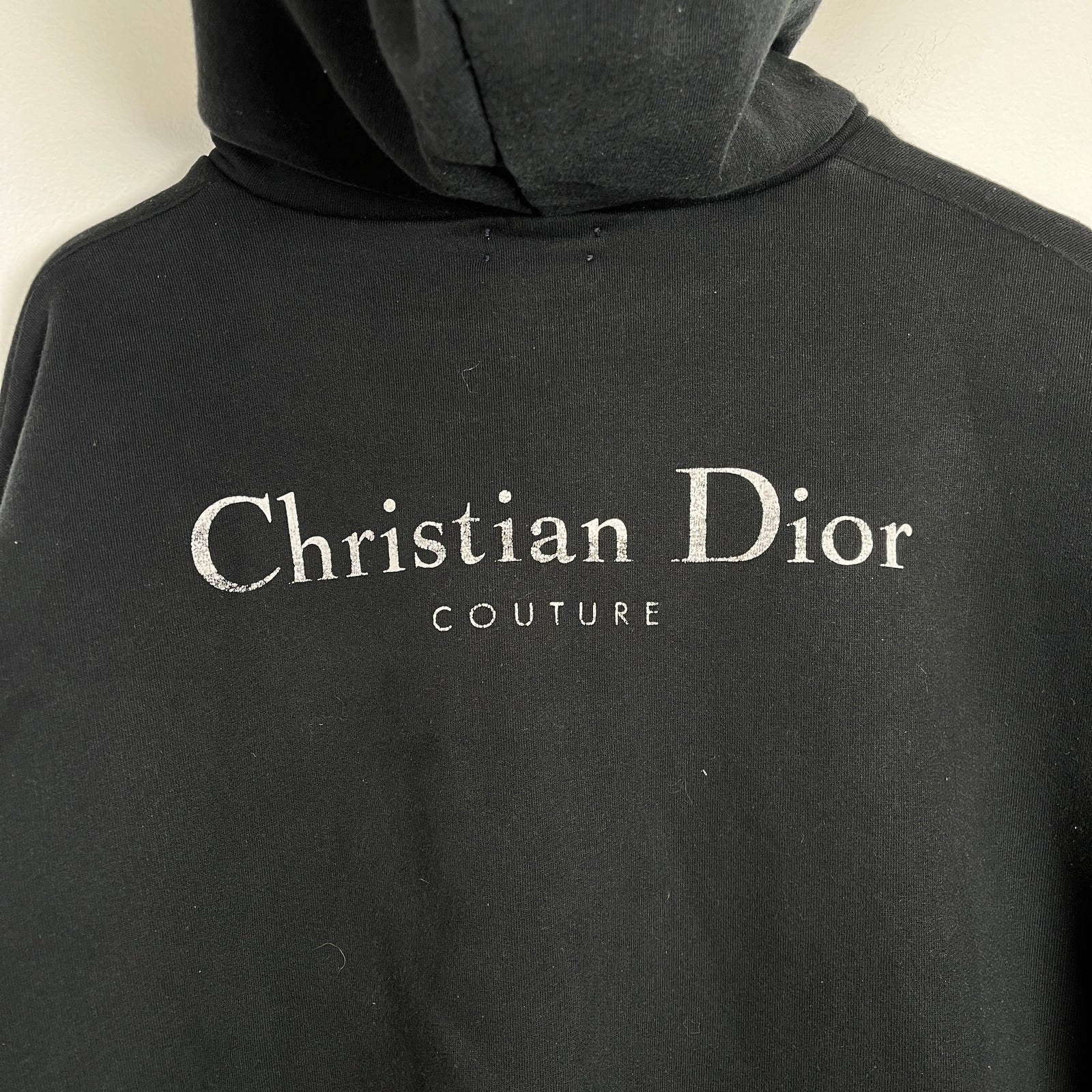 Christian Dior Couture Black Distressed Hoodie Size L