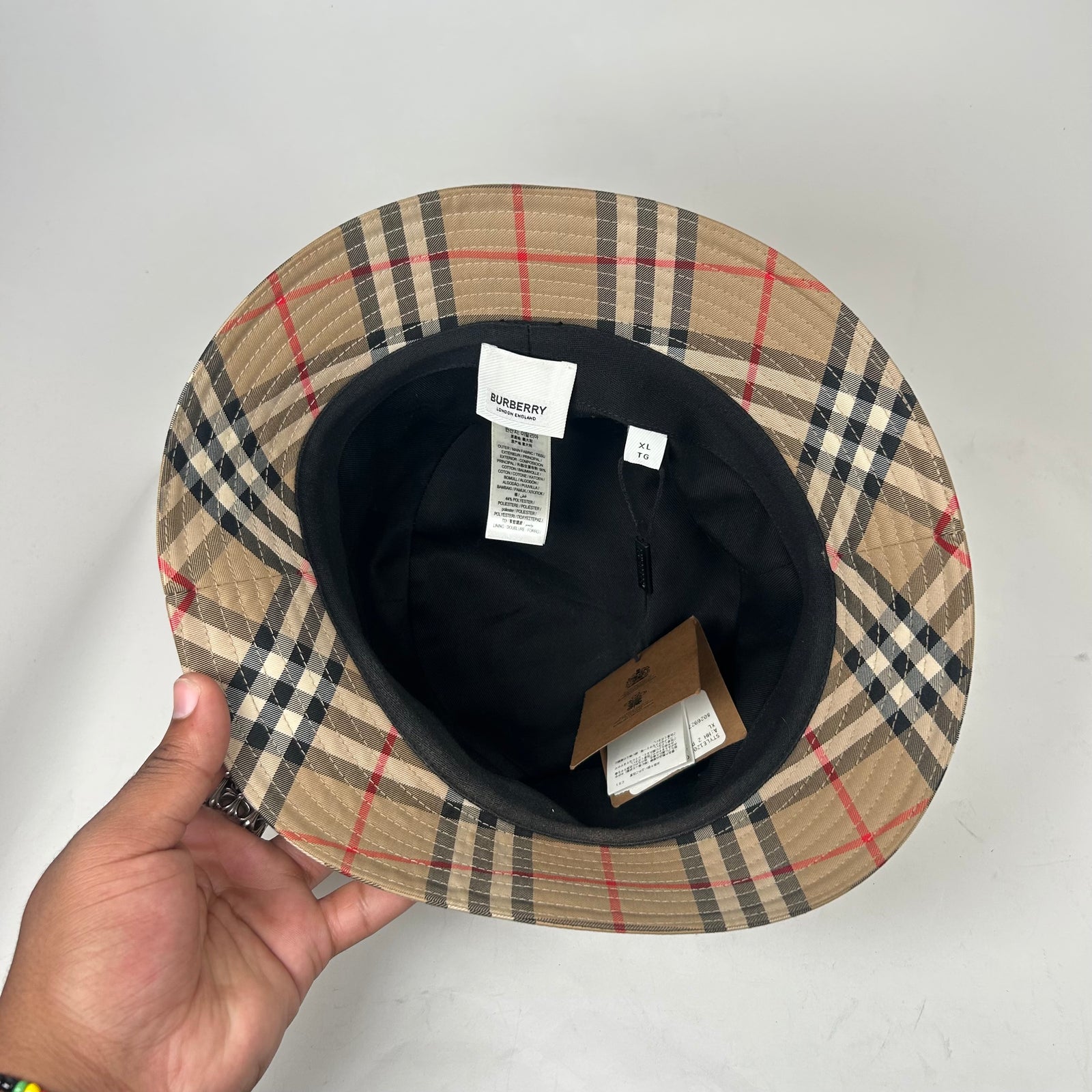 Burberry Tan Pattern Bucket Hat Size XL