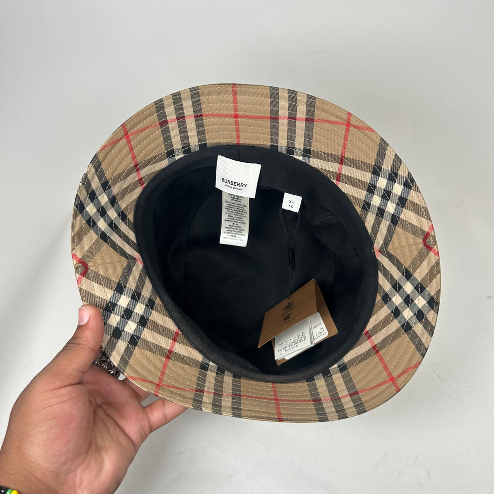 Burberry Tan Pattern Bucket Hat Size XL
