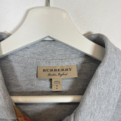 Burberry Grey Check Longsleeve Polo Size S