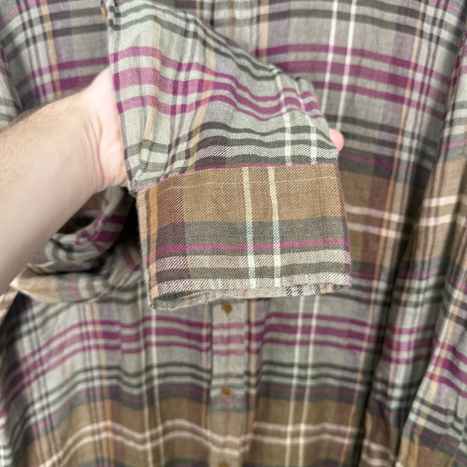 Ralph Lauren Purple Label Linen Plaid Shirt Size XL
