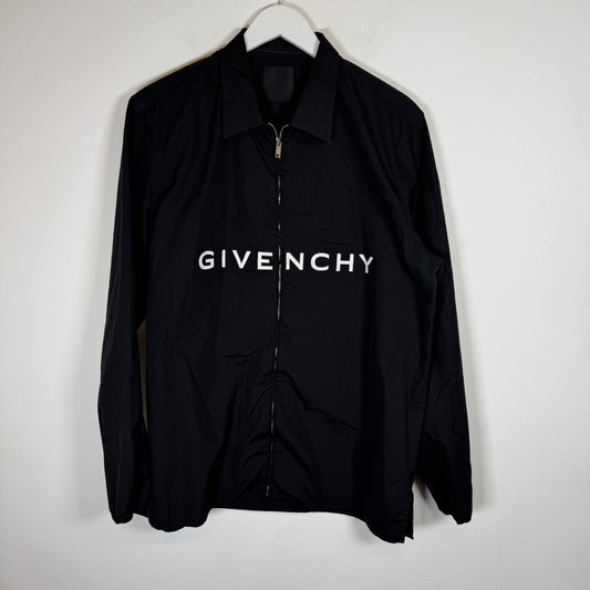Givenchy Black Logo Zip-Up Shirt Size M