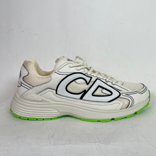 Dior B30 Beige/Lime Green Microfiber Mesh Sneaker Size 43