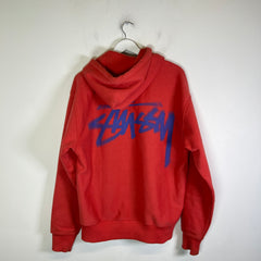 Stussy Orange Dizzy Stock Logo Hoodie Size M