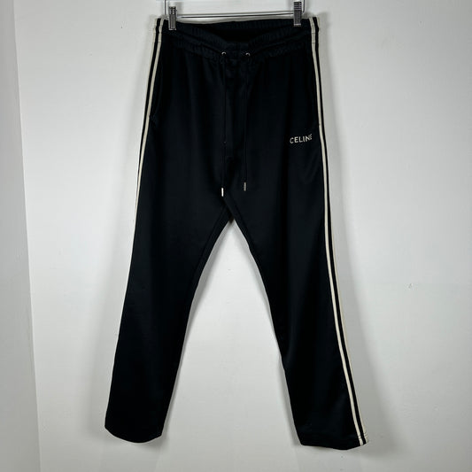 Celine Black Striped Logo Sweatpants Size M