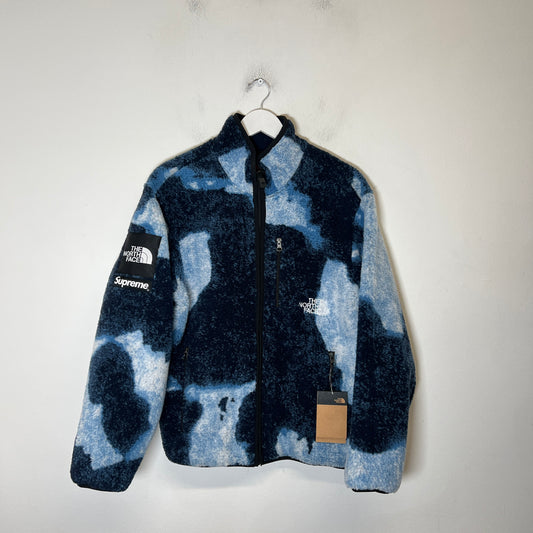 Supreme x The North Face Blue Bleached Denim Fleece Jacket Size S