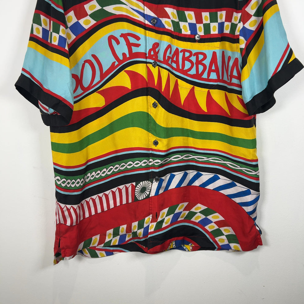 Dolce & Gabbana Carretto Printed Multi Color Silk Shirt