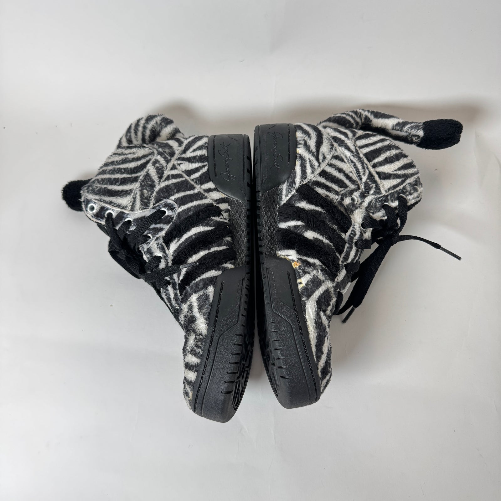 Jeremy Scott x Adidas Zebra Fur High Top Sneaker Size 6.5