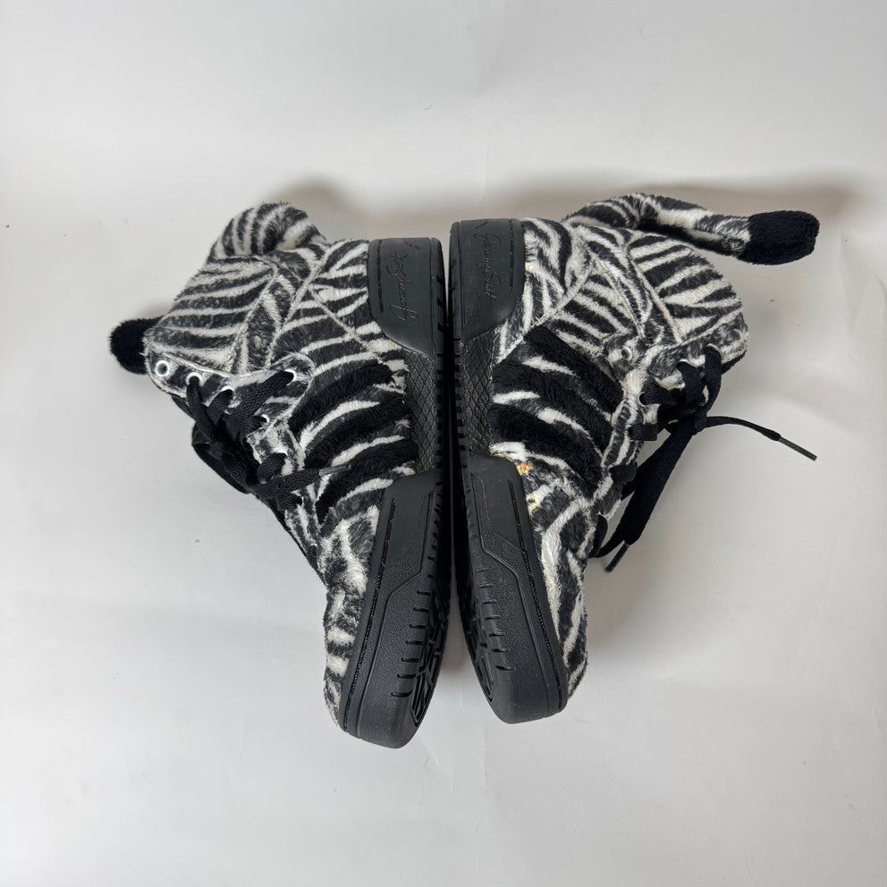 Jeremy Scott x Adidas Zebra Fur High Top Sneaker Size 6.5