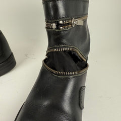 Raf Simons AW06 Black 'Accordion' Zipper Boots Size 8