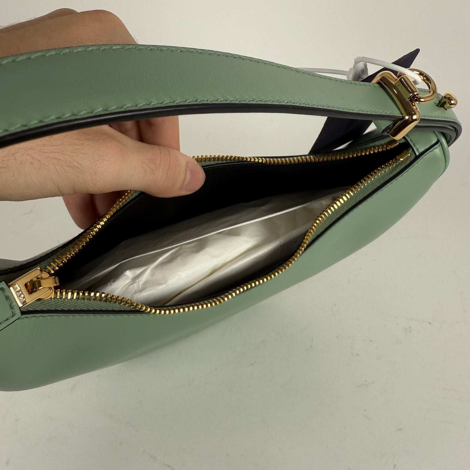 Prada Arqué Sea Green Shoulder Bag