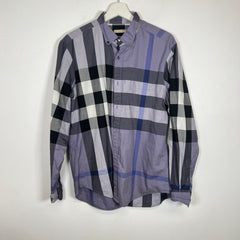 Burberry Purple Plaid Shirt Size L