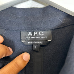 APC Navy Wool Mac Rodger Coat Size L