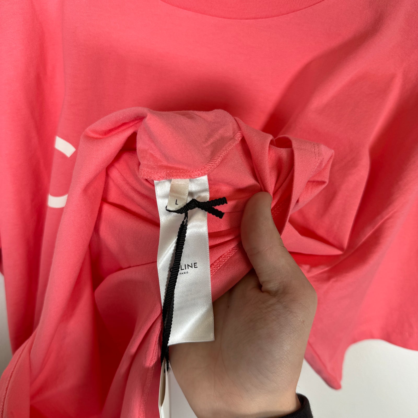 Celine Pink Logo Tee Size M