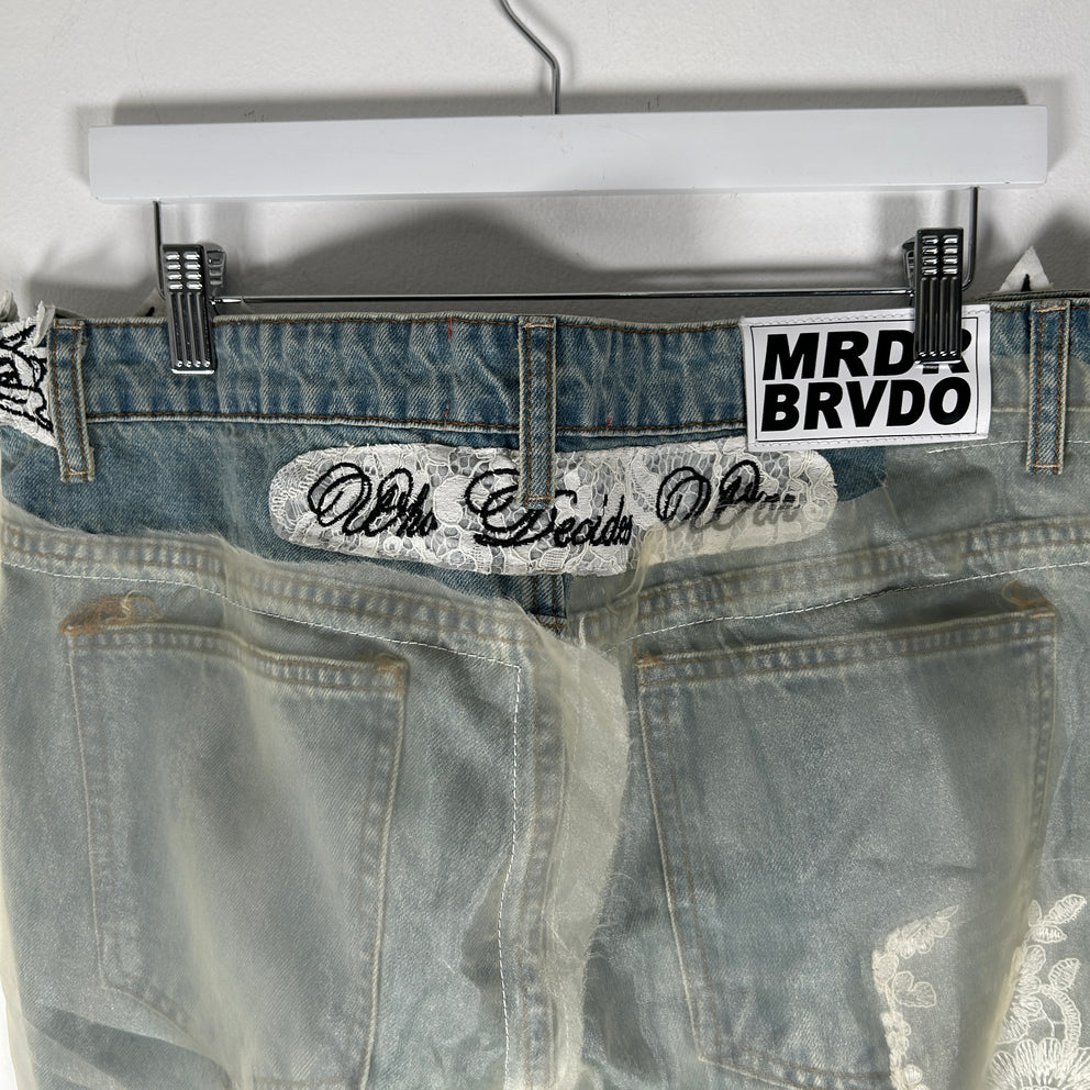 Who Decides War Eternal Heart Lace Jeans Size 36