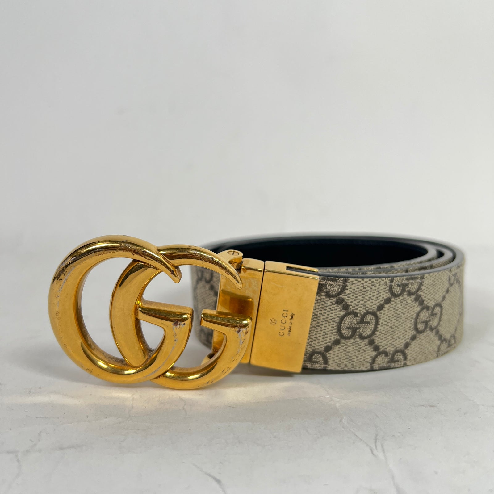 Gucci Gold GG Marmont Reversible Belt