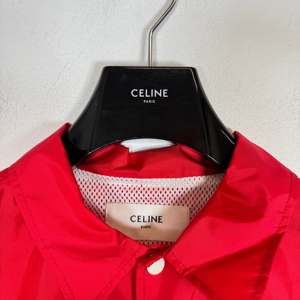 Celine Red Nylon Coach Jacket Size XL